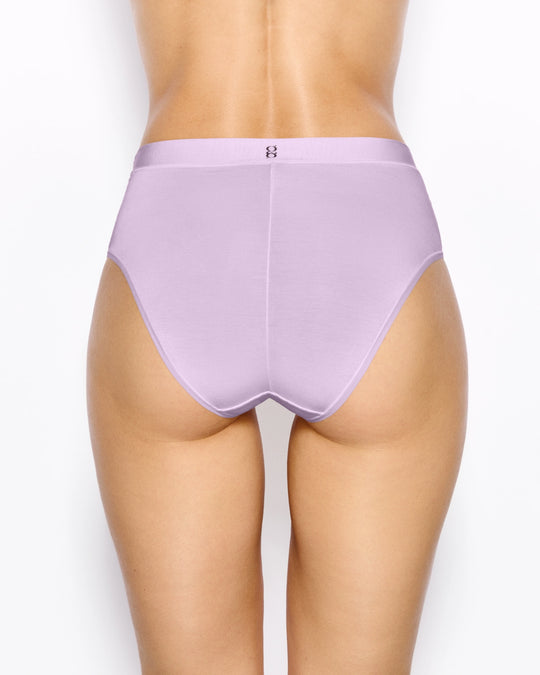 Black high-waist brief with pink stitching details