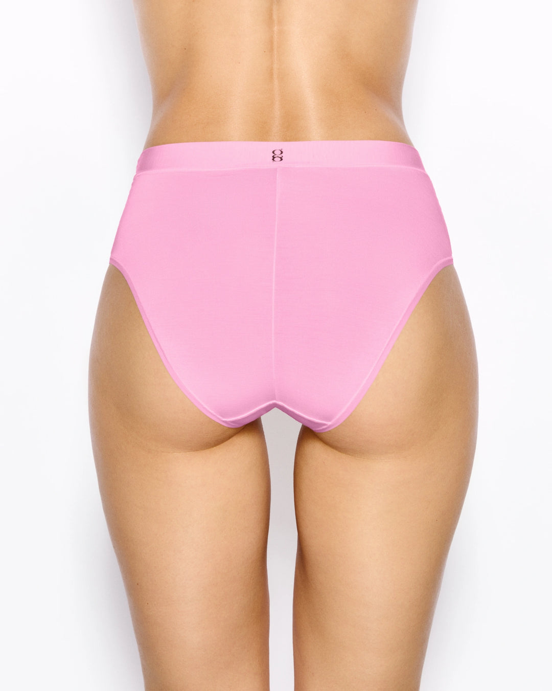 Black high-waist brief with pink stitching details