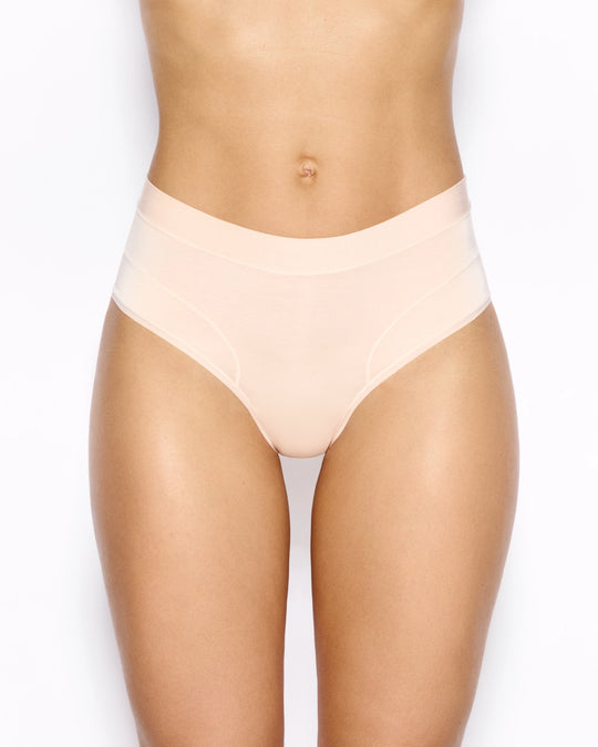 Black high-waist brief with pink stitching details