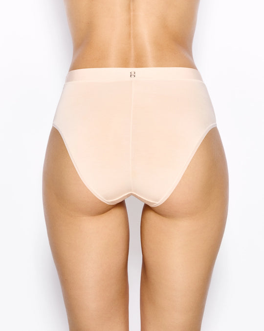 Black high-waist brief with pink stitching details