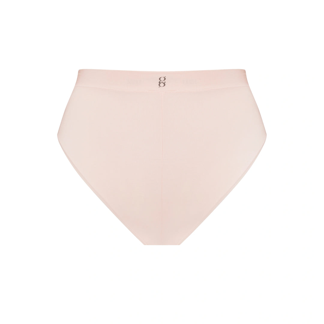 Black high-waist brief with pink stitching details