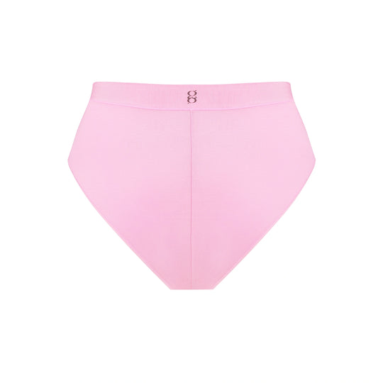 Black high-waist brief with pink stitching details