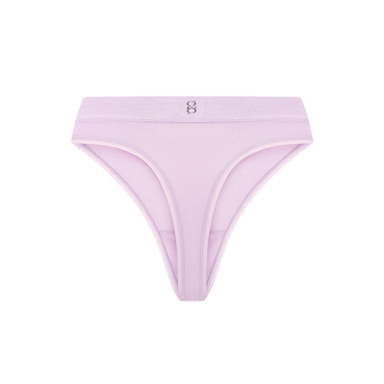 Black high-waist brief with pink stitching details