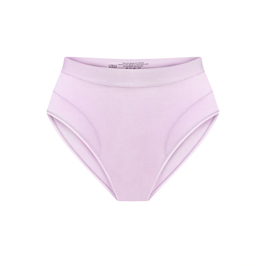 Black high-waist brief with pink stitching details