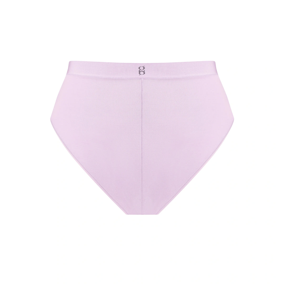 Black high-waist brief with pink stitching details