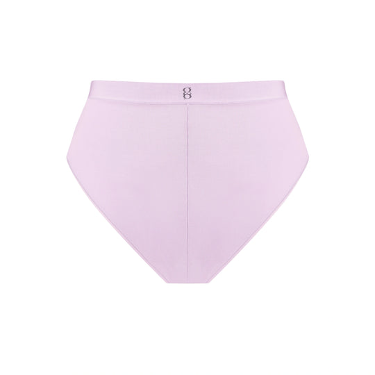 Black high-waist brief with pink stitching details